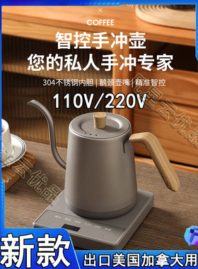 智能控温手冲咖啡壶110v细长嘴电热水泡茶Hand brewed coffee pot