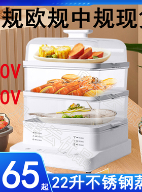 Electric steamer pot美规电蒸锅110v台湾日本三层蒸汽外跨境香港