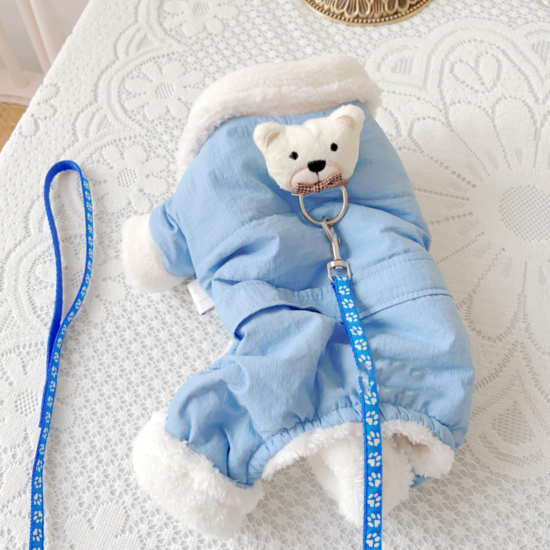 狗狗衣服2025新款冬小狗泰迪冬天保暖加绒玩偶熊棉服可牵引厚冬装