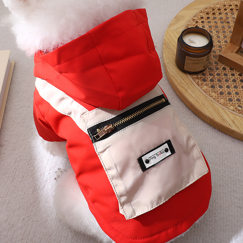 狗狗衣服小型犬冬季带帽棉服牵引
