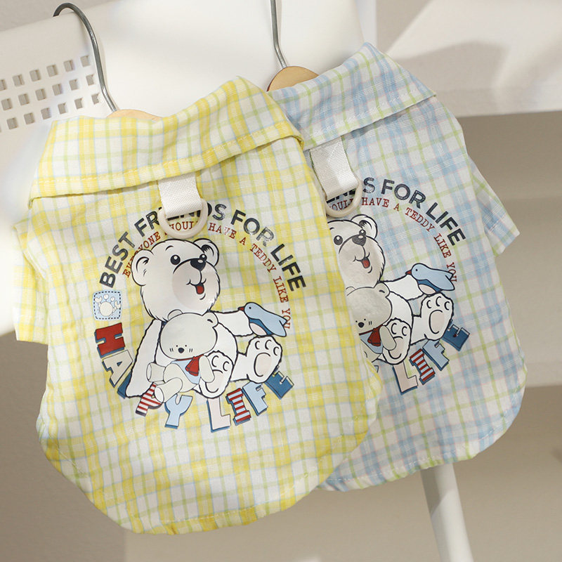 狗狗夏天可牵引衣服夏季秋天泰迪宠物服饰幼犬雪纳瑞比熊秋季衬衫图片