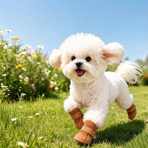狗狗鞋子防滑秋冬季小型犬保暖小狗外出加厚内里加绒不掉脚棉绒鞋
