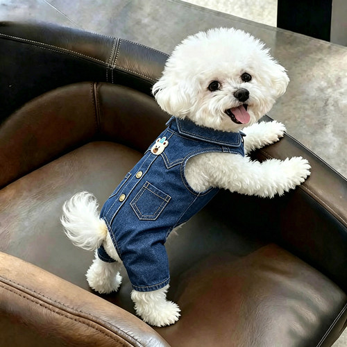 狗狗衣服小型犬帅气潮流秋季高颜值小狗秋天比熊泰迪四脚牛仔工装