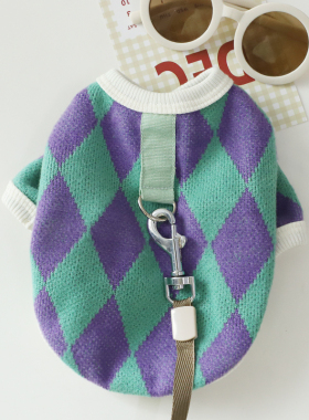 猫咪防掉毛衣服秋冬银渐层外出保暖开衫带牵引环金渐层橘猫圆领衫