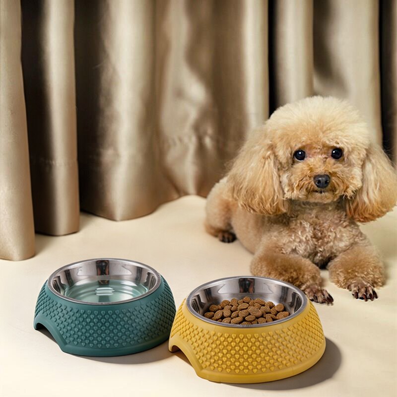 狗碗狗饭碗狗狗碗吃饭用小型犬宠物碗通用喂食碗不锈钢防滑食品碗图片