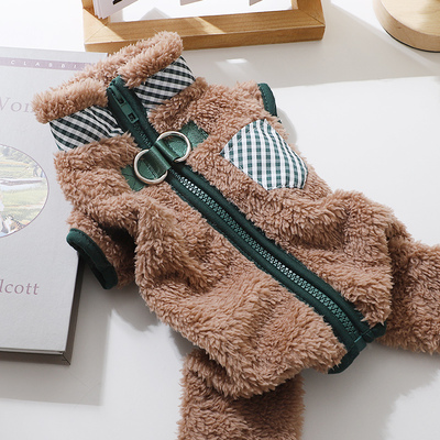 男狗狗衣服可牵引冬天外出保暖四脚衣小型犬秋冬棉服宠物冬装绒衣