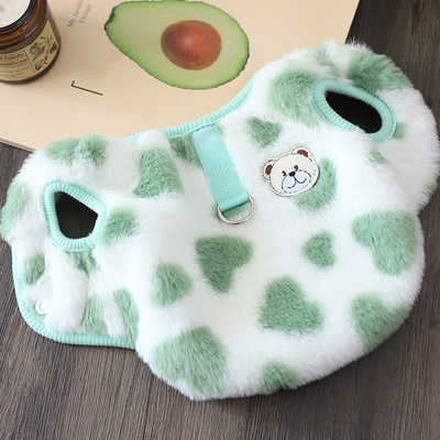 小体比熊衣服带牵引扣绒衣小型犬外出专用保暖防着凉泰迪马甲冬装