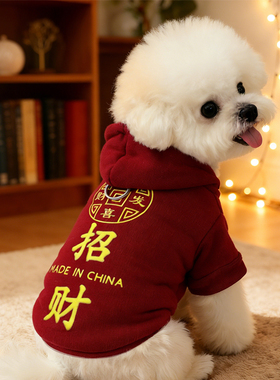 狗狗新年衣服2025新款冬装卫衣比熊约克夏专用过年红色喜庆拜年服