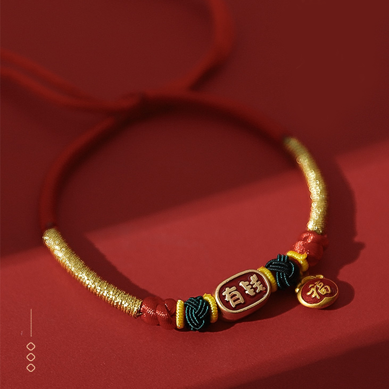 宠物项圈狗狗脖圈配饰新年拜年喜庆吊坠好运纳福手工红绳挂链饰品