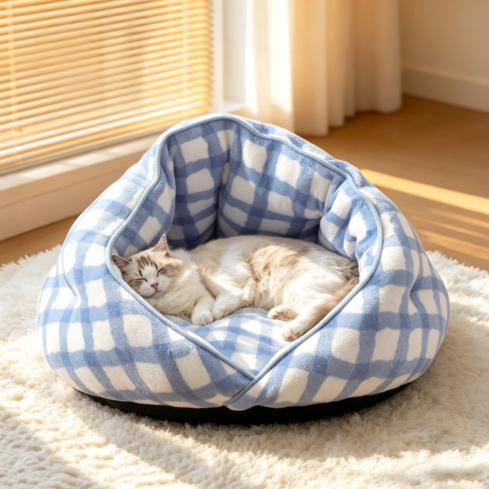 猫窝冬季保暖半封闭式加绒猫咪垫子午睡休息专用布偶猫柔软小奶猫