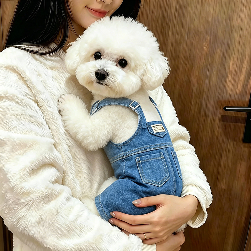 狗狗夏天薄款衣服春季小型犬春夏牛仔背带裤子宠物比熊夏装四腿裤