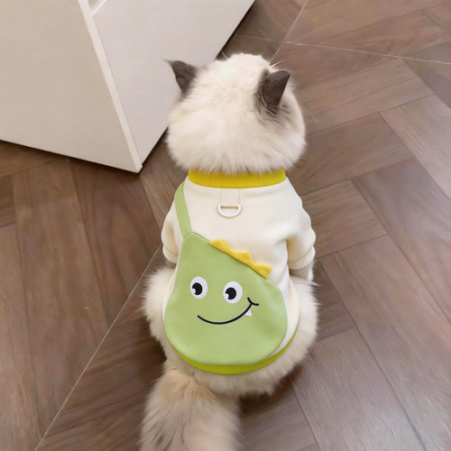 秋季宠物猫咪高颜值小怪兽两脚衣布偶猫防脏保暖橘猫可爱风外出服