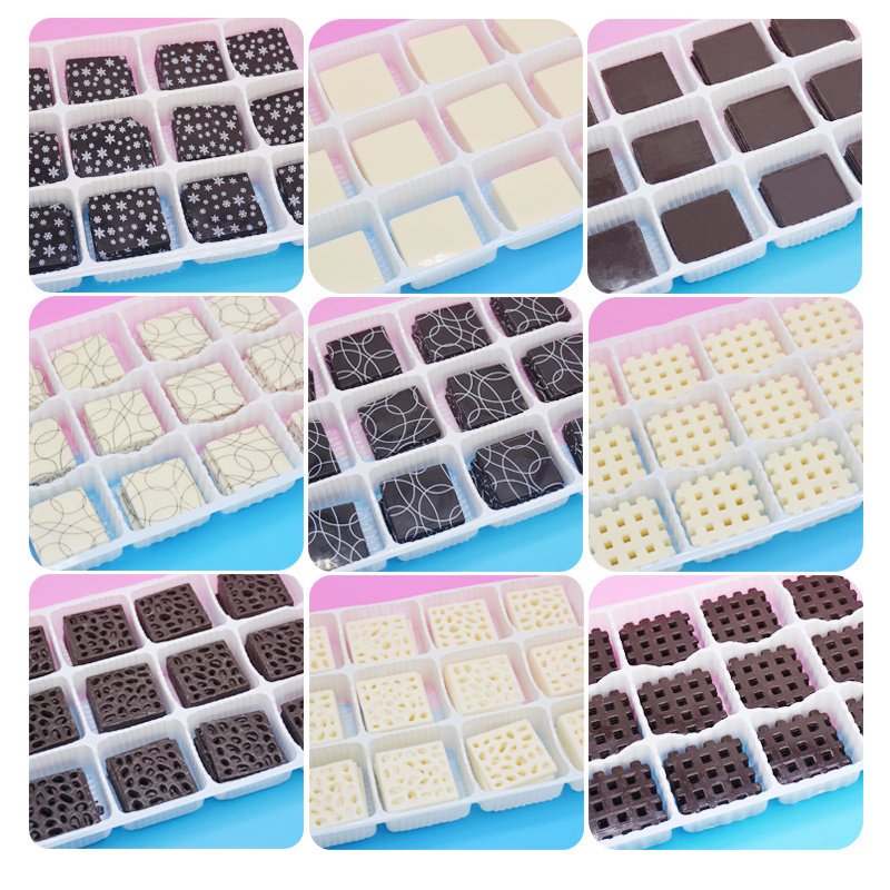 黑白正方形蛋糕装饰巧克力片成品可食用代可可脂摆件烘焙配件包邮