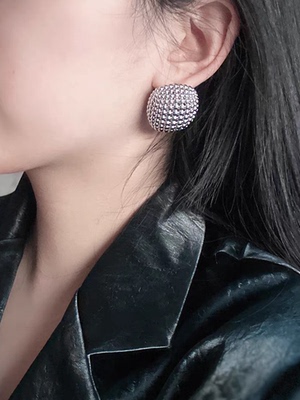 网红爆款金属镂空圆球球耳环耳钉