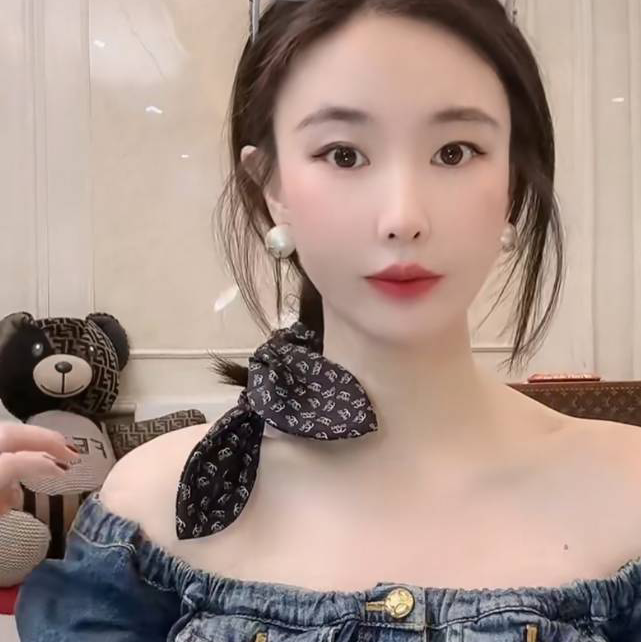 网红爆款气质高级小香风印花大肠发圈蝴蝶结头绳头花丝巾飘带发带