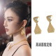 杨树林同款 拉丝金三角形钻面几何耳环女高级闪钻宝石银针耳钉耳夹
