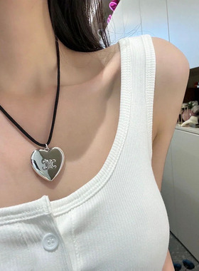 美洋同款爱心项链锁骨链毛衣链女
