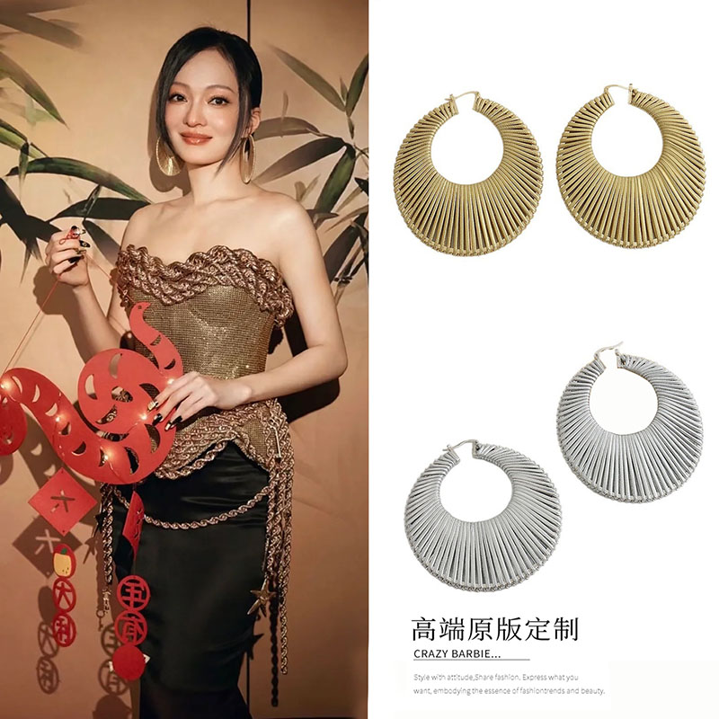 张韶涵同款夸张手工编织耳环耳圈