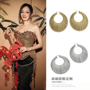 张韶涵同款夸张手工编织耳环个性时髦高级感皮质缠绕大耳圈耳饰女
