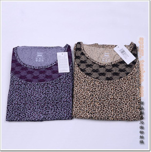 hanes恒适女士蕾丝豹纹保暖内衣薄款秋衣秋裤套装MTW1302正品包邮