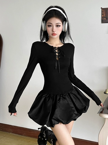 KLIOU Черное дизайнерское платье, юбка, тренд сезона, по фигуре, юбка-пачка