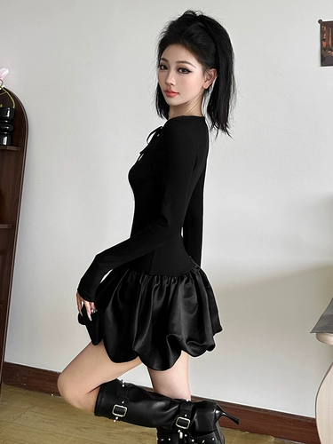 KLIOU Черное дизайнерское платье, юбка, тренд сезона, по фигуре, юбка-пачка