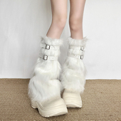 KLIOU y2k甜酷辣妹风设计感时尚 毛毛腿套女小众百搭显瘦保暖靴套