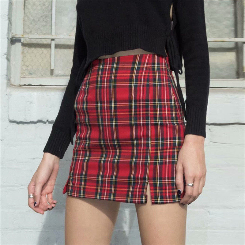 Europe station new pattern lattice Color matching Paige skirt chic Versatile Show thin Side slits Package hip Short skirt femalein the Women's clothing/Boutique , Skirts  category - from Buy2taobao.com to provide professional Taobao agent buy service