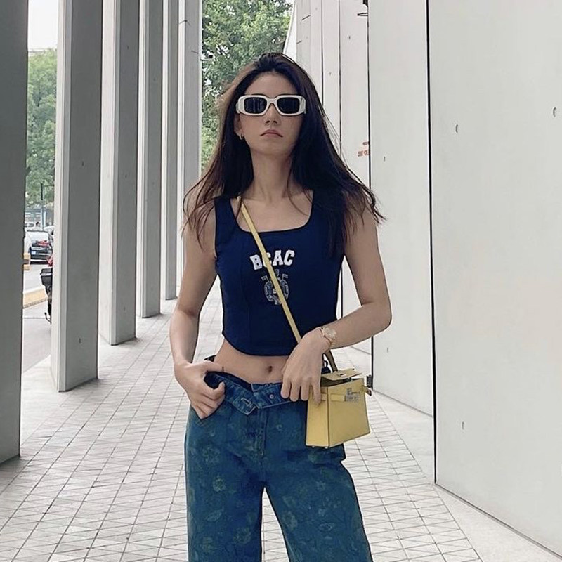 nami显瘦萌儿youm修身badblood百搭bcac刺绣无袖运动短款背心女