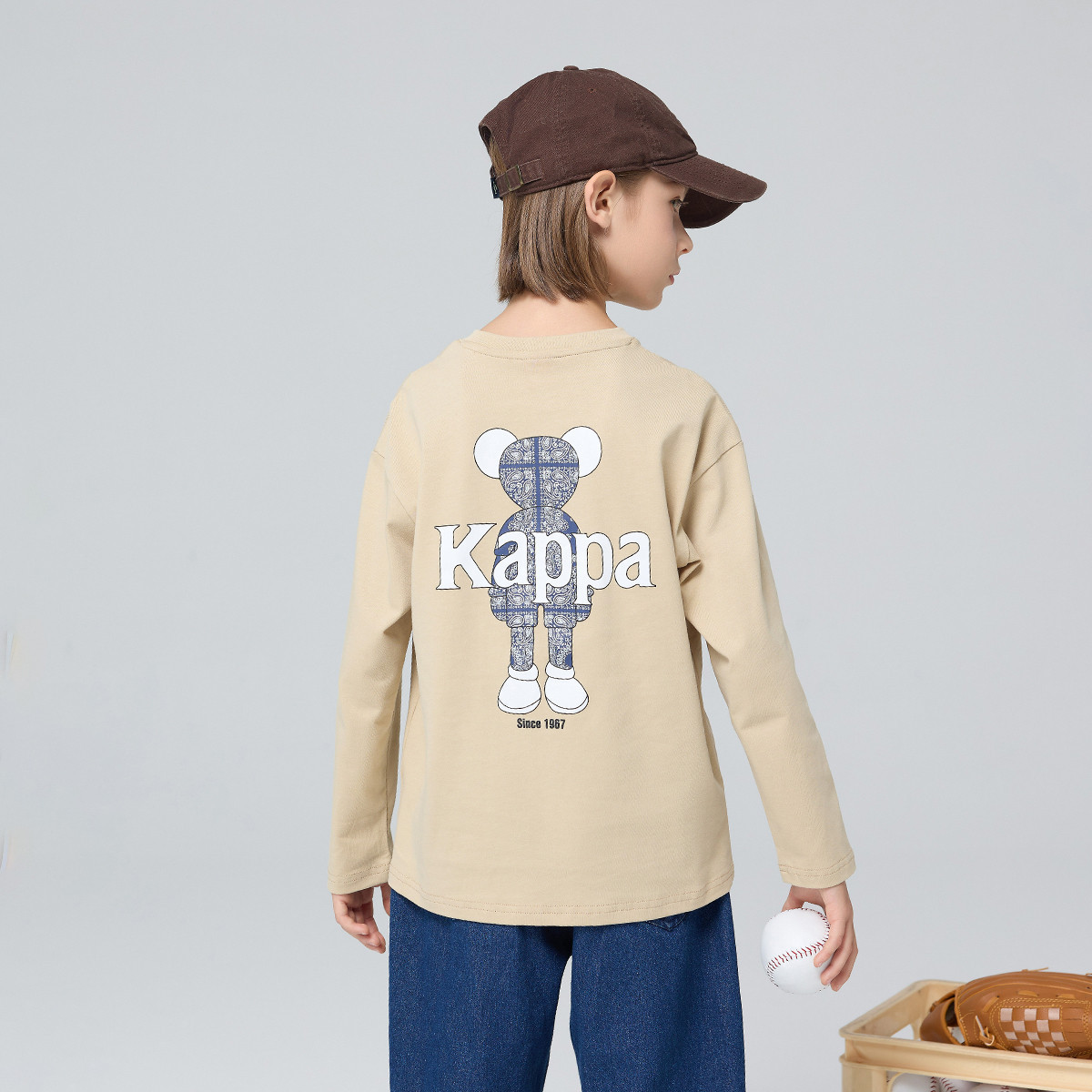 kappa卡帕纯棉男童T恤长袖打底衫