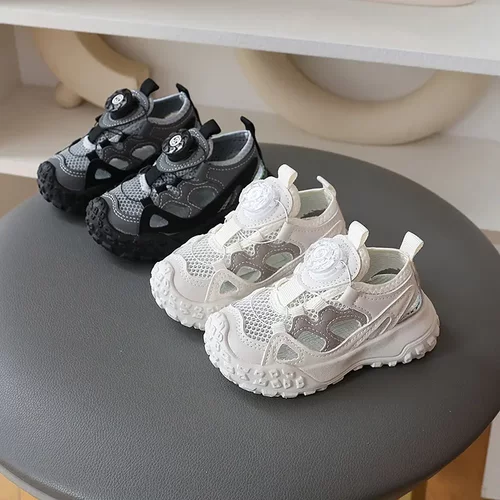 2024夏季新款儿童半凉鞋镂空单网透气休闲鞋男宝中小童软底防滑鞋