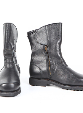 3516厂02冬飞真皮骑士靴飞行员冬季羊毛高筒皮靴拉链保暖长筒马靴