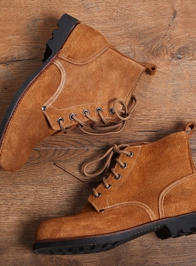 3516厂加厚翻毛牛皮高帮皮鞋陆空战士靴户外休闲驴友皮靴登山靴男