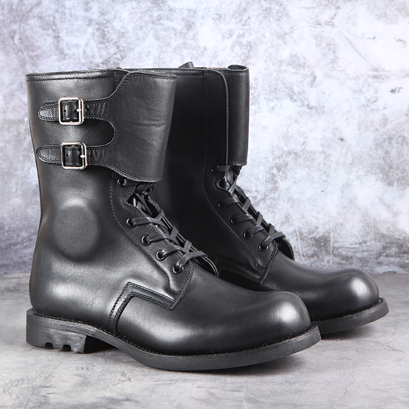法式伞兵靴高筒皮靴马丁靴真皮