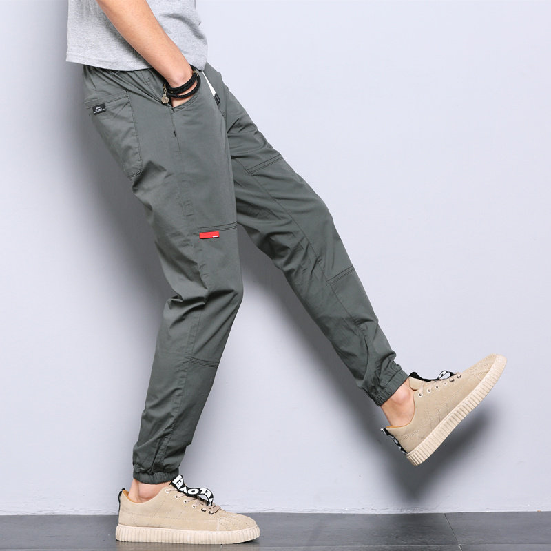 秋冬工装休闲裤青少年潮牌束脚长裤子男士修身小脚百搭弹力九分裤在类目 男装, 休闲裤中 - 来自Buy2taobao.com提供专业的淘宝代购服务