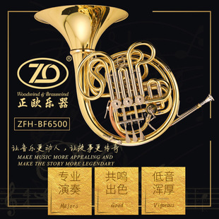 正欧铜管乐器圆号ZFH-BF6500型Bb/F调漆金专业级四键双排圆号