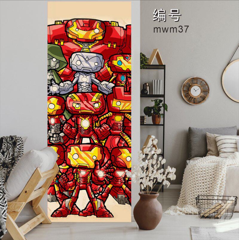 卡通墙贴客厅3d漫威钢铁侠涂鸦玄关自粘电梯门贴卧室装饰消防栓贴