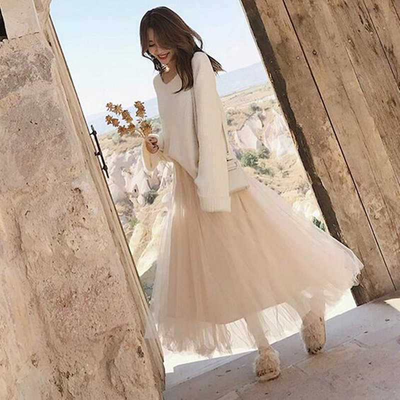 초봄 의상 슈트 드레스 초선녀 기질 왕실 자매 스웨터 메쉬 스커트 투피스 슈트