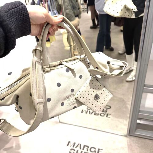 Marge韩版时尚休闲26春长方形波点单肩手提包高品质韩系斜挎包