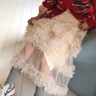 藤姐同款 Beginning网纱半身裙女A字蛋糕长裙子 韩国From
