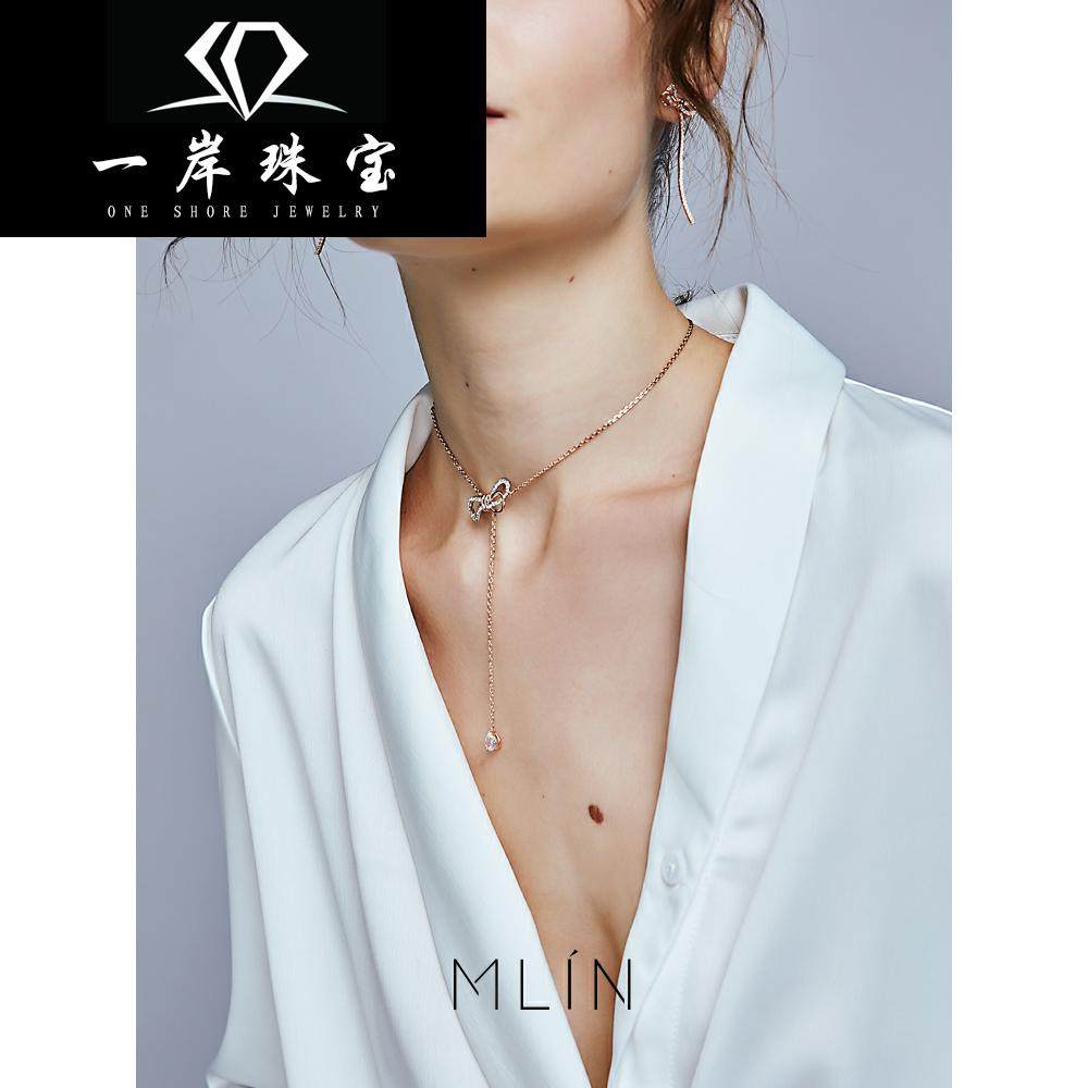 采用施华元素洛世奇蝴蝶结项链 女  网红锁骨链 颈链 项圈