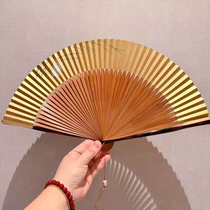 「京都和风」日本制宫胁卖扇庵高级京扇子手描双面折扇纸扇秋草兔
