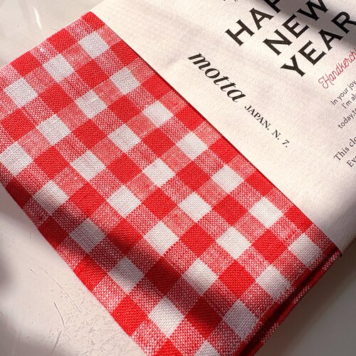 「京都和风」日本制 中川政七商店 限定麻手帕 motta 红白格