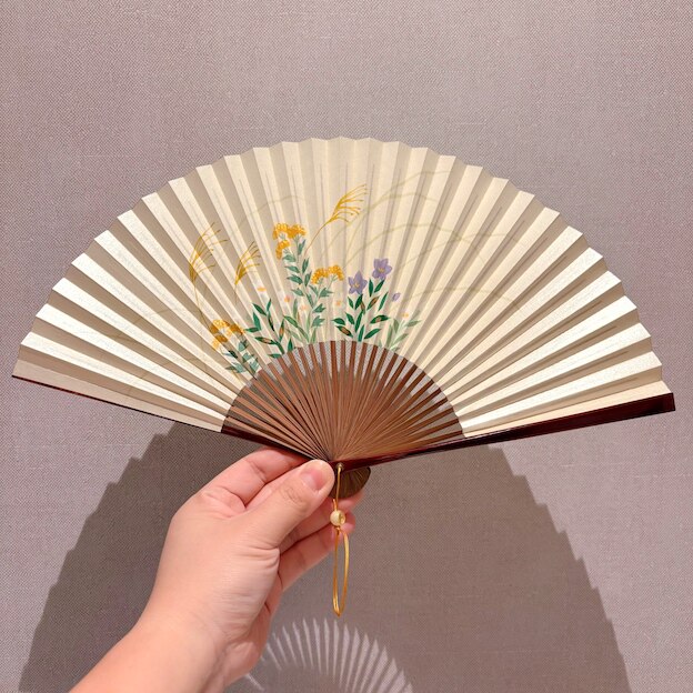 现货!日本制 宫胁卖扇庵高级京扇子手描画双面折扇纸扇 桔梗