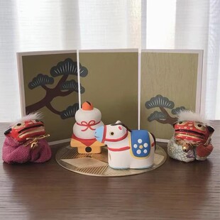 「京都和风」中川政七商店招福干支吉签马狮子青山屏风组桌面摆件