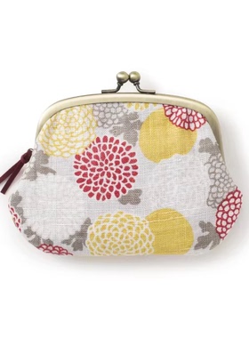 「京都和风」日本制 中川政七商店 手织麻亲子口 零钱包 赤百夜草