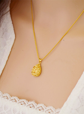 18K黄金色项链女款999真金色锁骨链女士百搭气质金项链