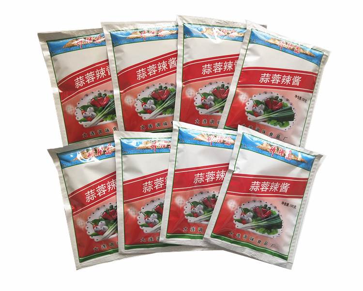 新款 大连棒棰岛蒜蓉辣酱100g*10袋烧烤酱东北特产火锅蘸酱辣椒酱