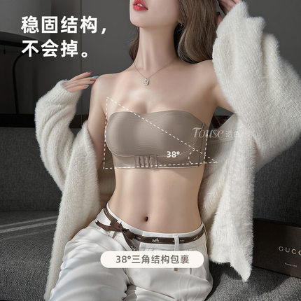 无肩带内衣女小胸聚拢显大防滑裹抹胸防走光夏季吊带礼服美背文胸