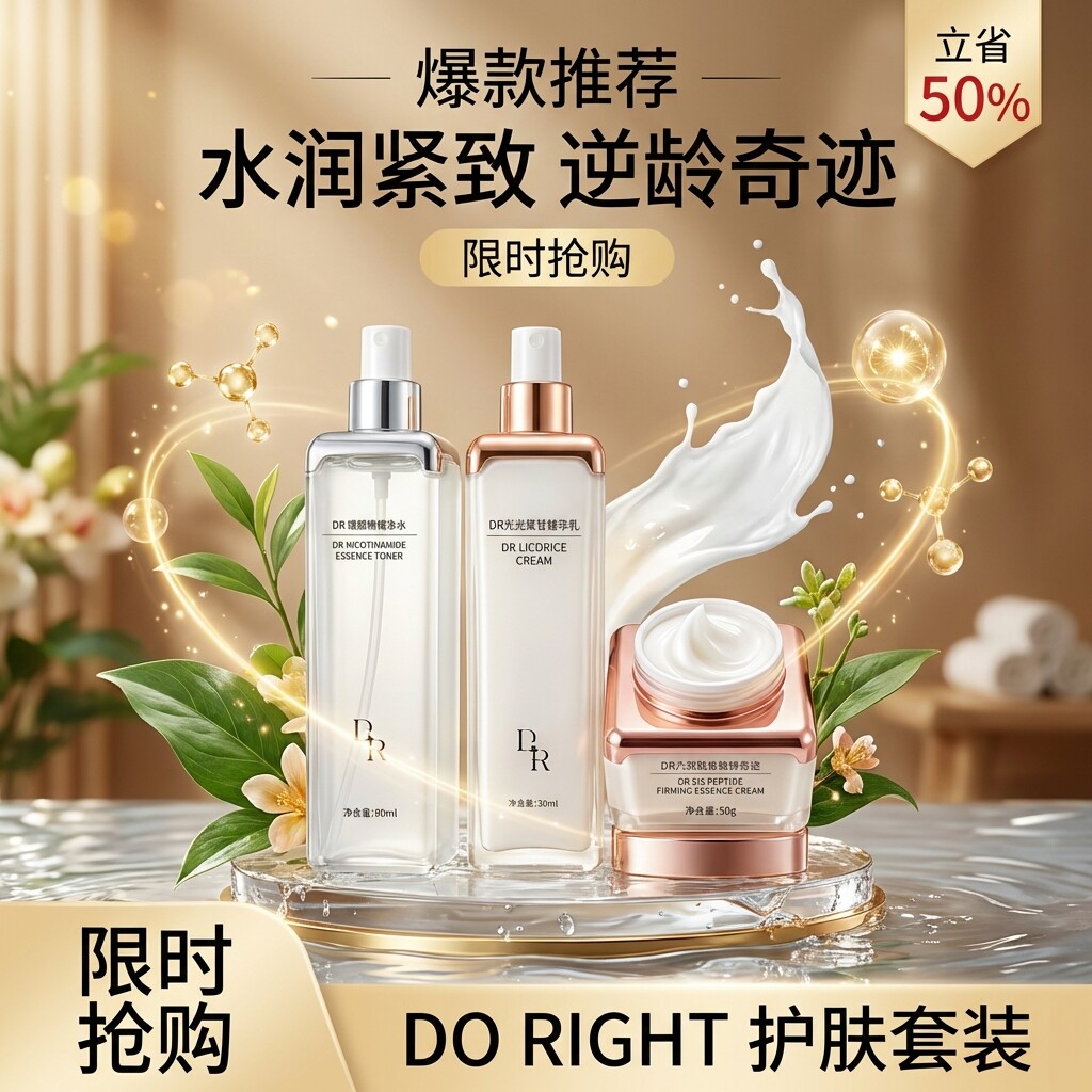 微奢DR水乳霜套装神经烟酰胺正品补水保湿三合一官方护肤分装瓶
